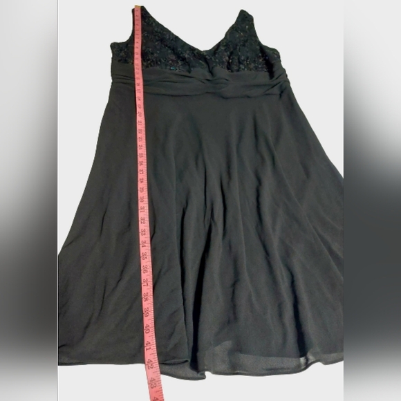 S.L. Fashions Sequin Mid Length Black Dress with Cover 20W - Picture 8 of 10